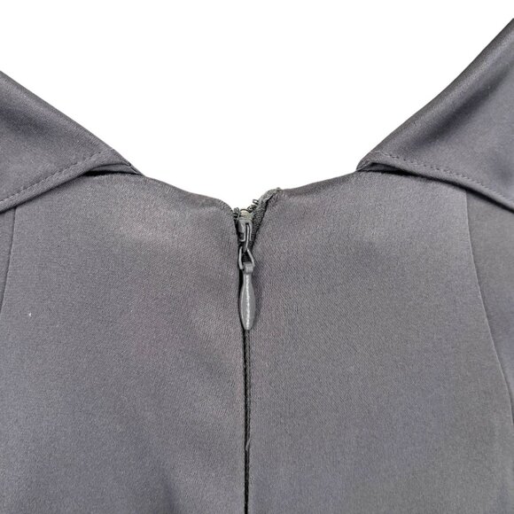 Halston Heritage High Neck Gown Open Back Gown in Gunmetal Gray Size 2 - Picture 10 of 15